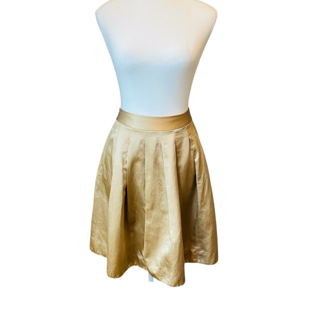 Club Monaco Sz 4 Gold Cotton Silk Lined Skirt With Pockets